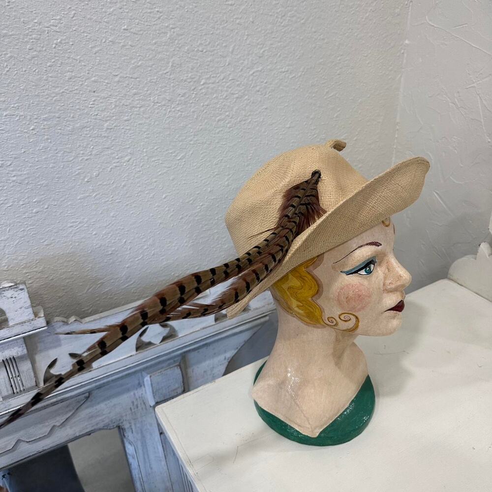 Mr. John Classic Straw Hat with Pheasant Feathers